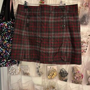 GAP Red and Gray Plaid Mini Skirt